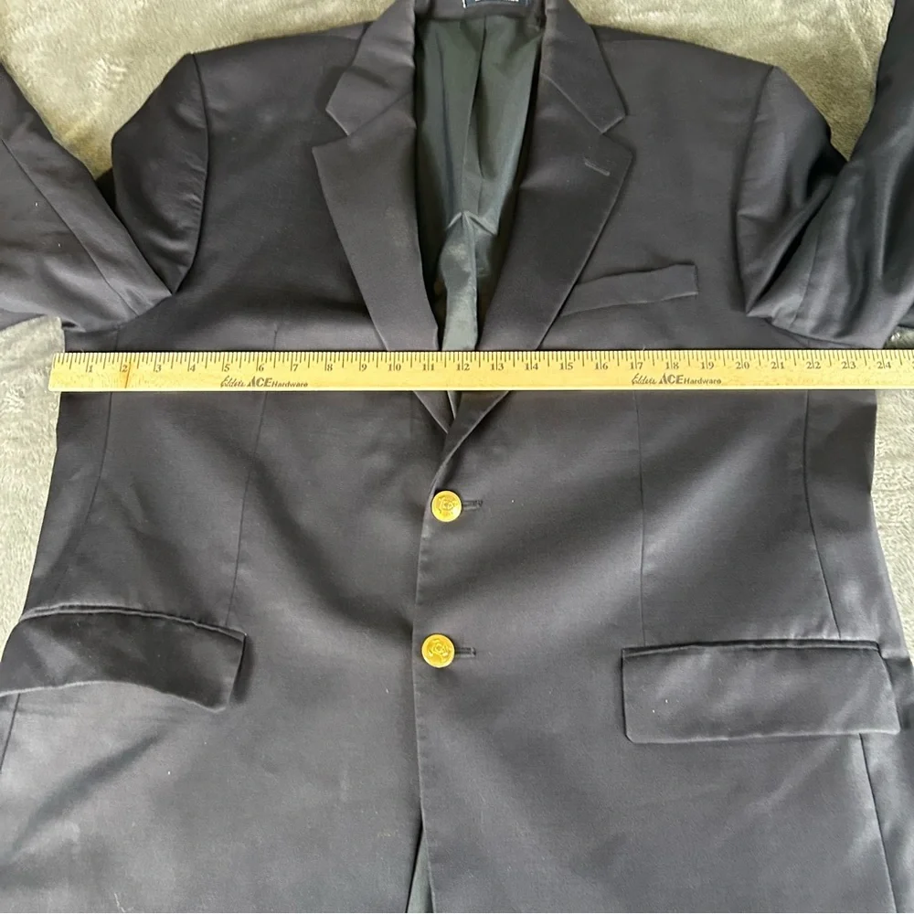Lauren‎ Ralph Lauren Blazer Sport Coat Men 43R Navy Blue Gold Buttons 100% Wool