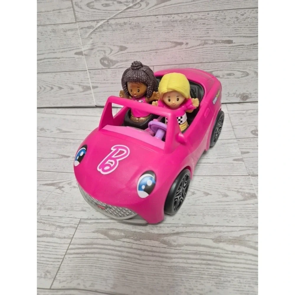 Fisher Price Little People Barbie & Friends Racing Convertible car w/2 figures