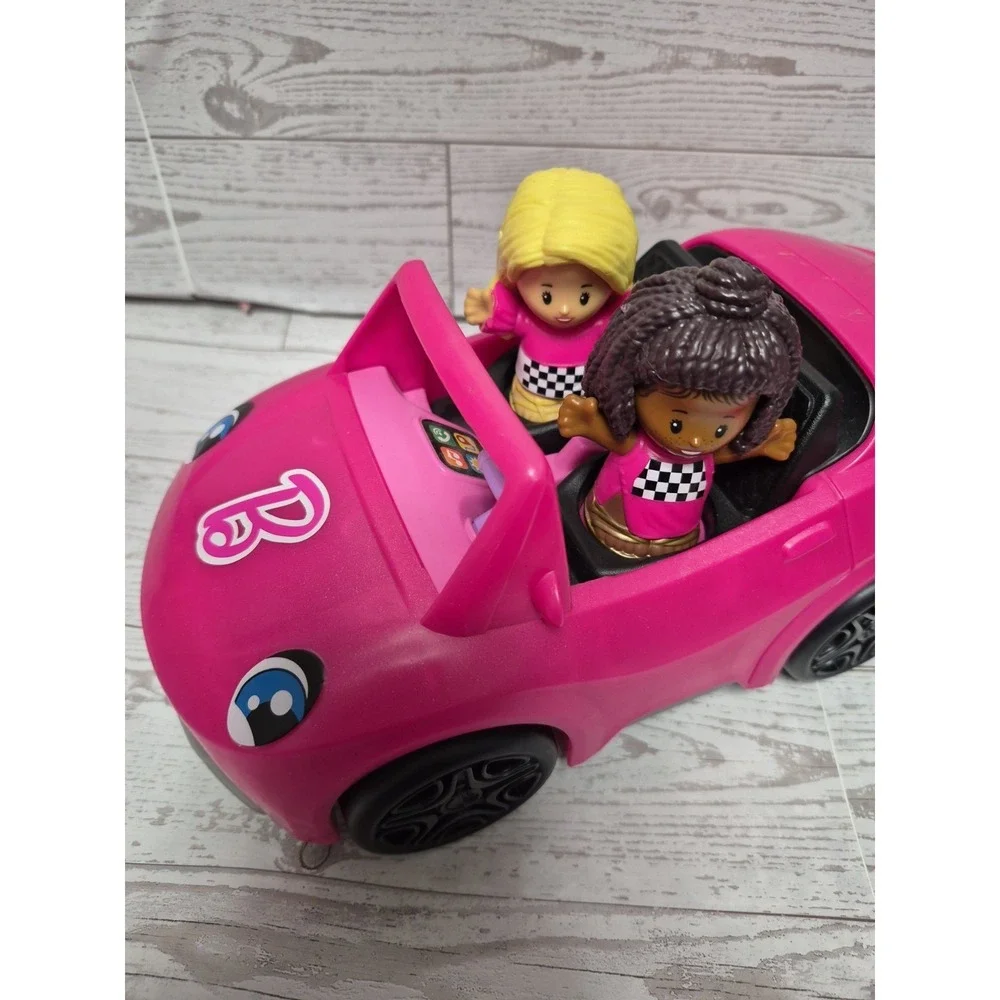 Fisher Price Little People Barbie & Friends Racing Convertible car w/2 figures