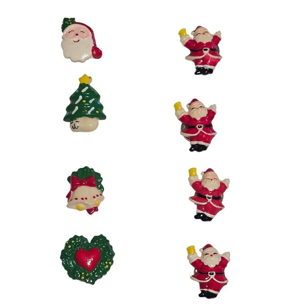 VTG oldstock Christmas holiday Button covers 2 sets 8 total santa tree snow bell