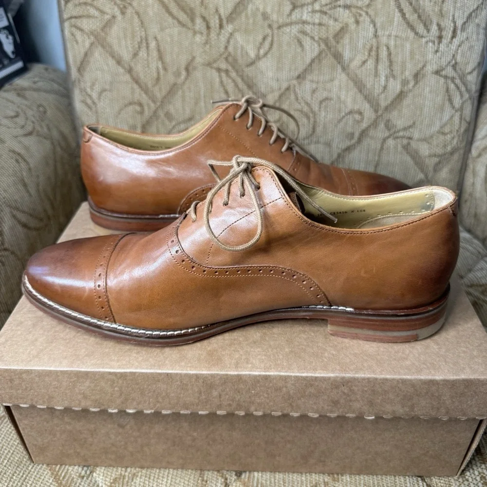 Cole Haan Cambridge Cap Toe Oxfords Shoes British Tan C13416 Size 10 M Excellent
