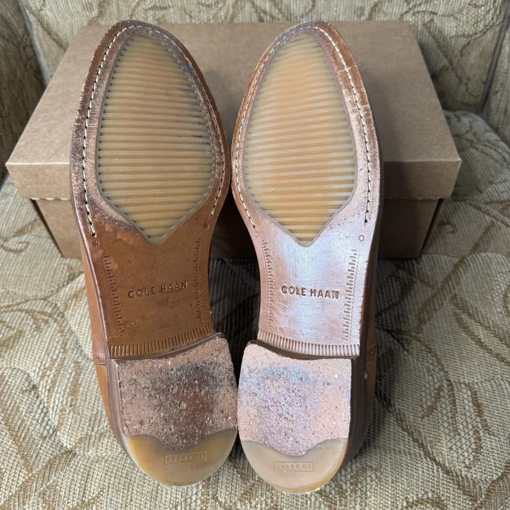 Cole Haan Cambridge Cap Toe Oxfords Shoes British Tan C13416 Size 10 M Excellent
