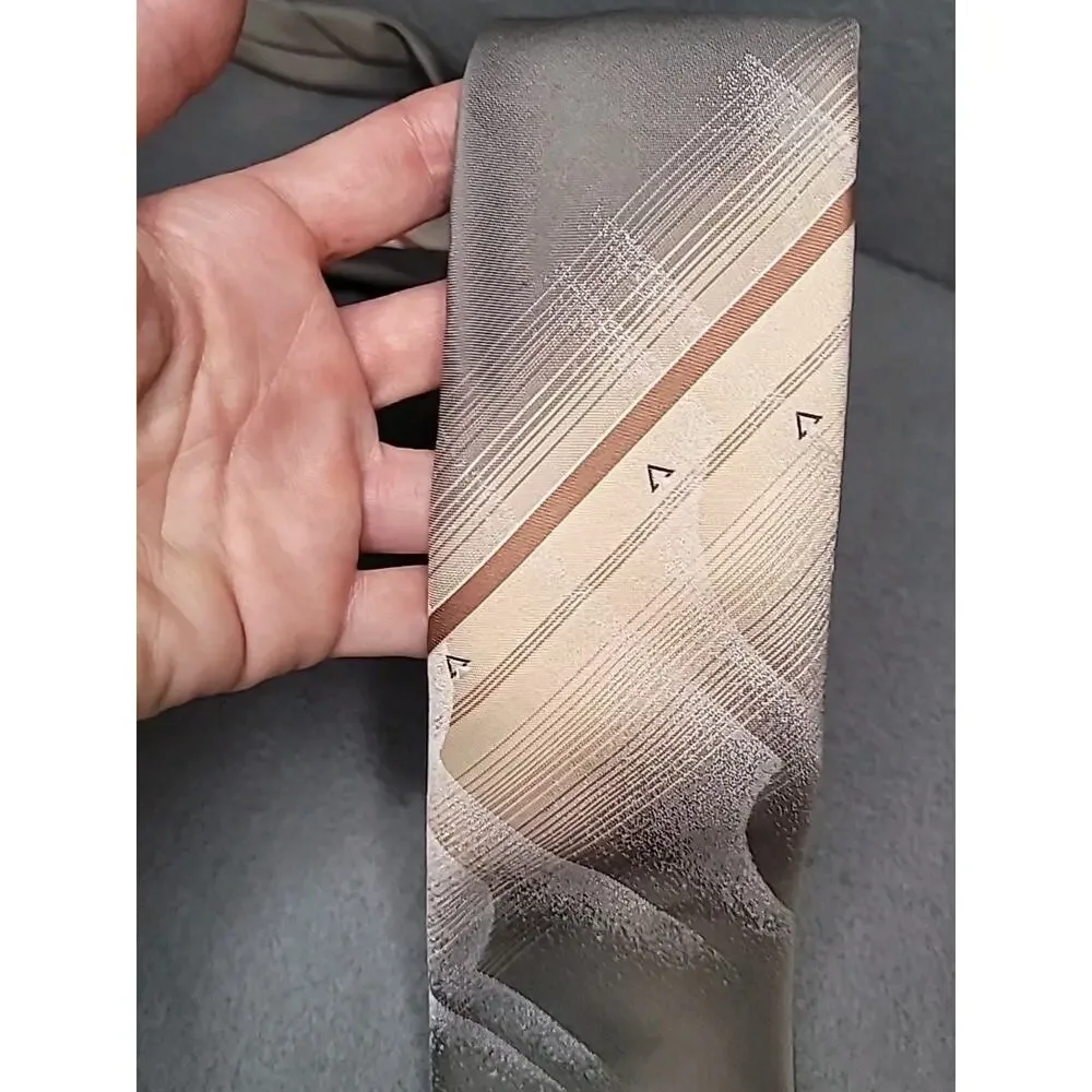 VTG Pauline Trigère Taupe Tie 70s Business Formal