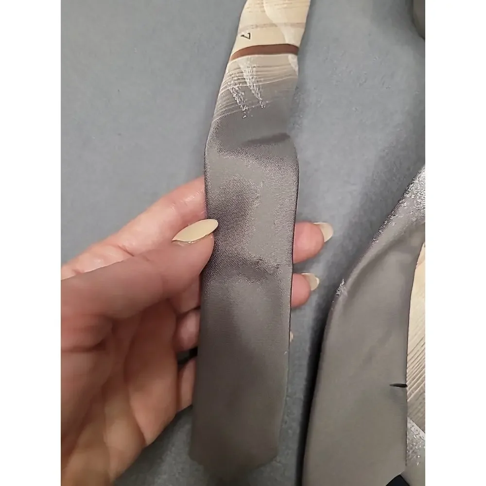 VTG Pauline Trigère Taupe Tie 70s Business Formal