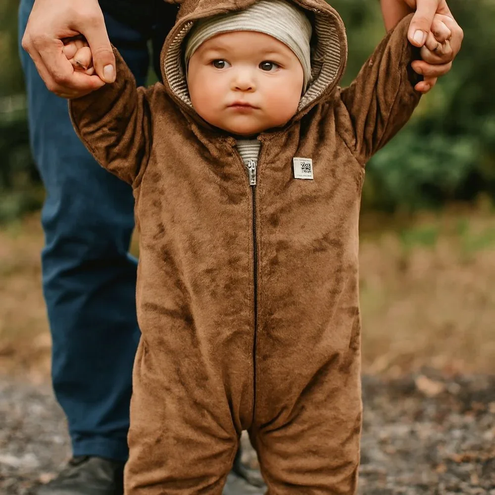 Carters Baby Bunting Outwear Hooded Footed Zip Up‎ Brown Moose Reindeer 6M Plush