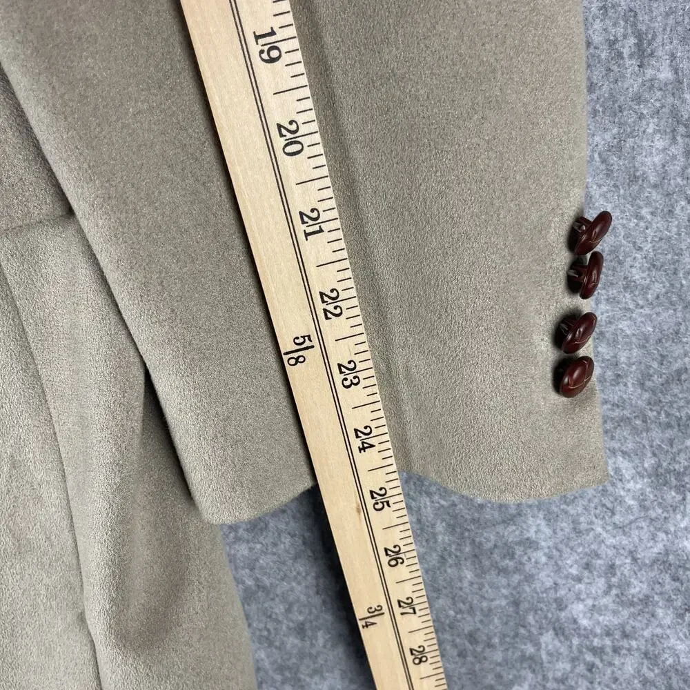 Vintage Ralph Ralph Lauren Faux Suede Blazer‎ Sport Coat Men 44R Beige 2 Button