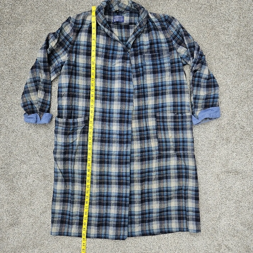 Vintage 60s Pendleton Made In USA Blue Tartan Plaid Virgin Wool Robe Mens Large