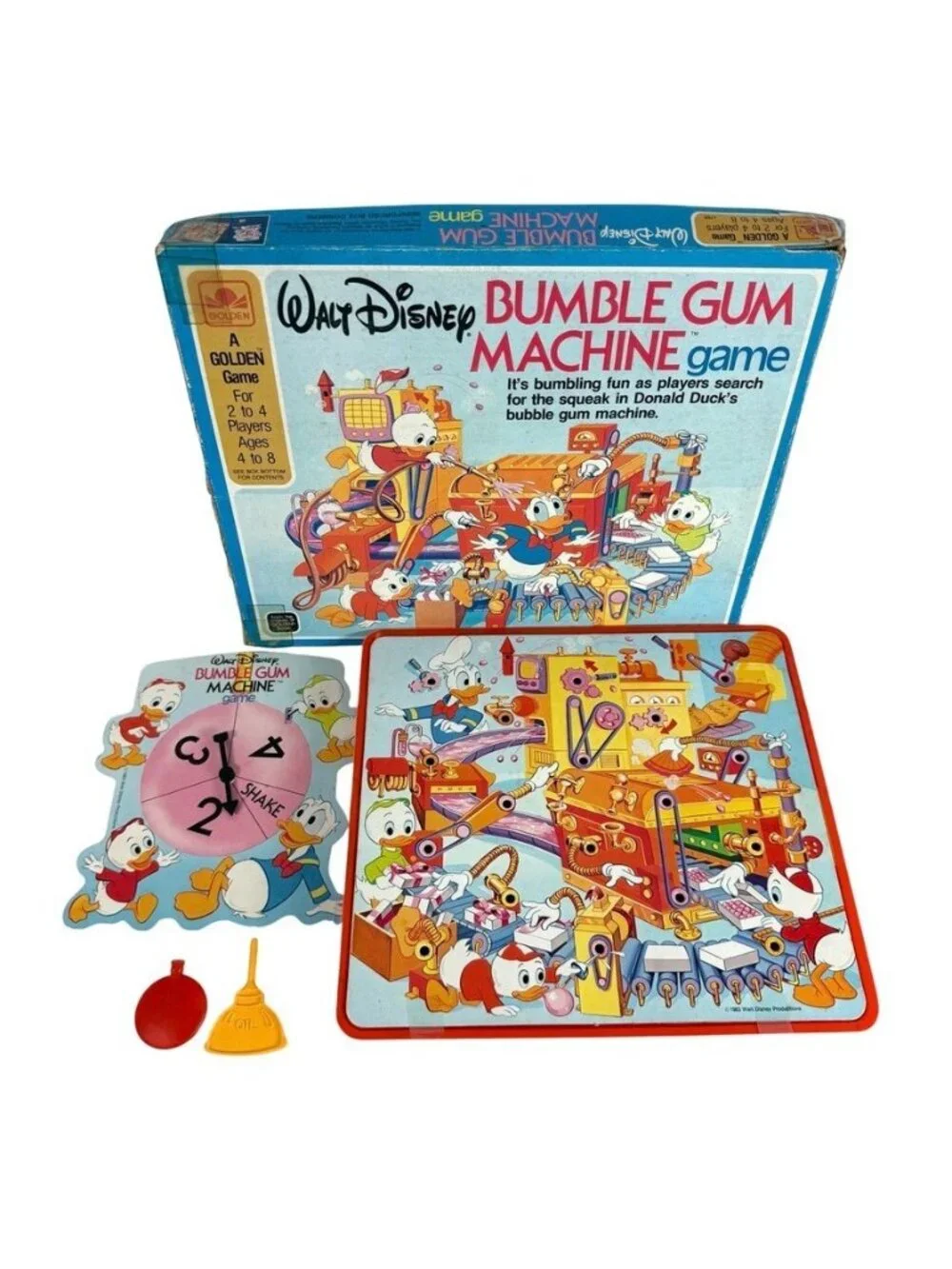 Vintage Walt Disney's Bubble Gum Machine Board Golden Game RARE