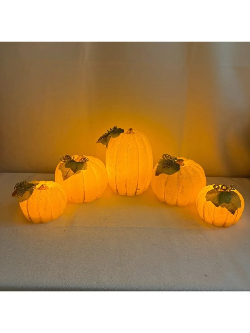 Sugar Frosted Illuminated Pumpkins By Valerie Par Hill Set Of 5 Tested And Works