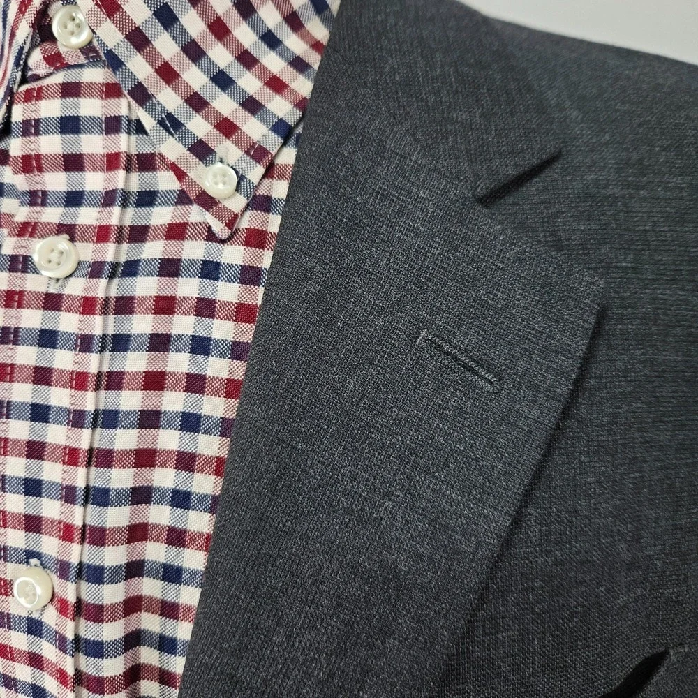 Pronto Uomo Men's Sport Coat Blazer Two Button Lessona Gray Wool Stretch 44L