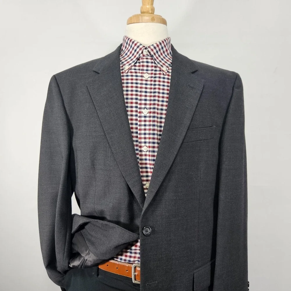 Pronto Uomo Men's Sport Coat Blazer Two Button Lessona Gray Wool Stretch 44L