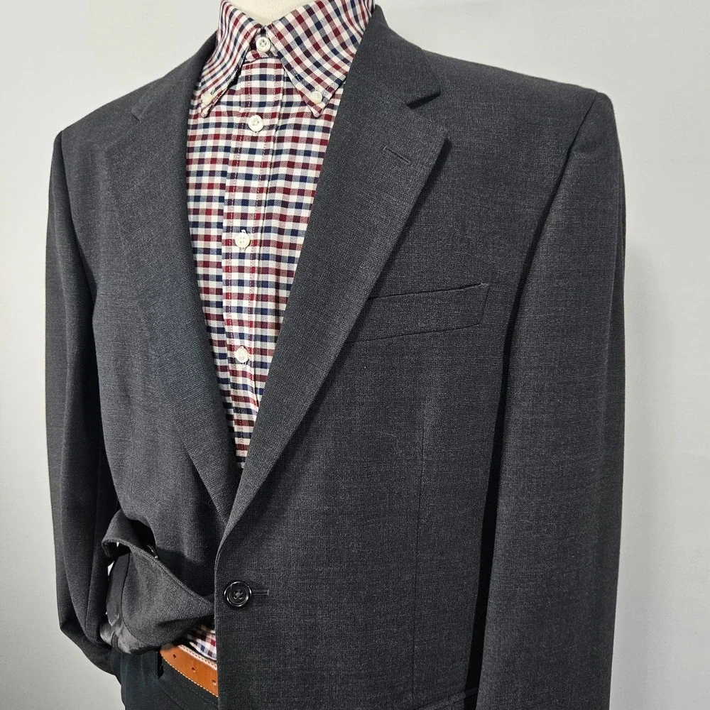 Pronto Uomo Men's Sport Coat Blazer Two Button Lessona Gray Wool Stretch 44L