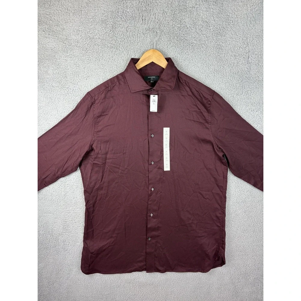 Banana Republic Dress Shirt Mens XLT Red Slim Fit Cotton Twill Long Sleeve Tall