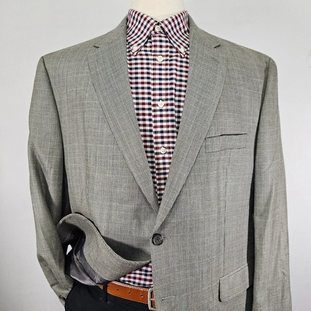 Lauren Ralph Lauren Men's Sport Coat Blazer Two Button Gray Plaid Silk Wool 46S
