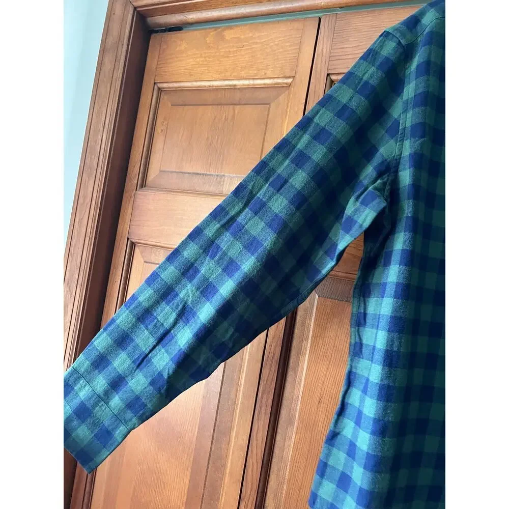 NWT J. Crew Men's Classic Plaid Flannel Shirt New Blackwatch Navy Green Size M