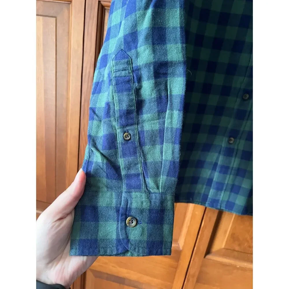 NWT J. Crew Men's Classic Plaid Flannel Shirt New Blackwatch Navy Green Size M