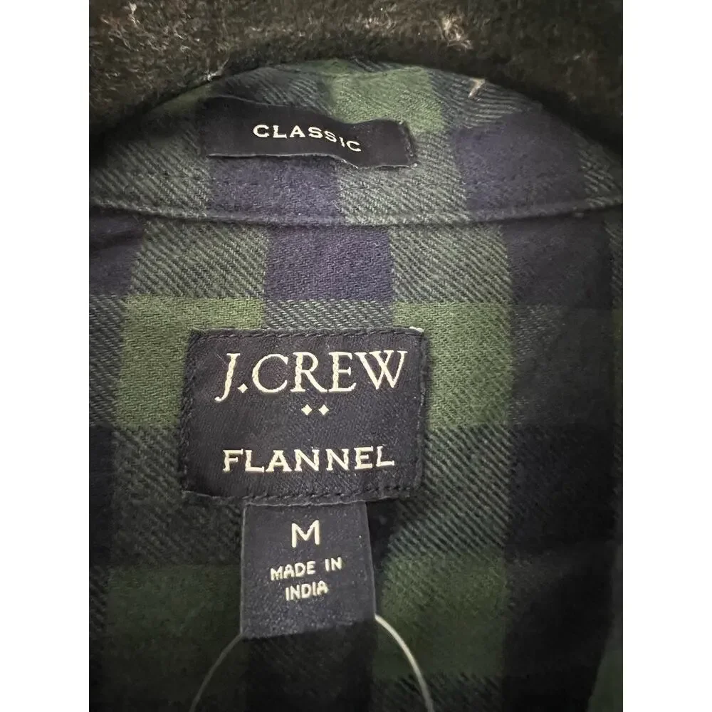 NWT J. Crew Men's Classic Plaid Flannel Shirt New Blackwatch Navy Green Size M