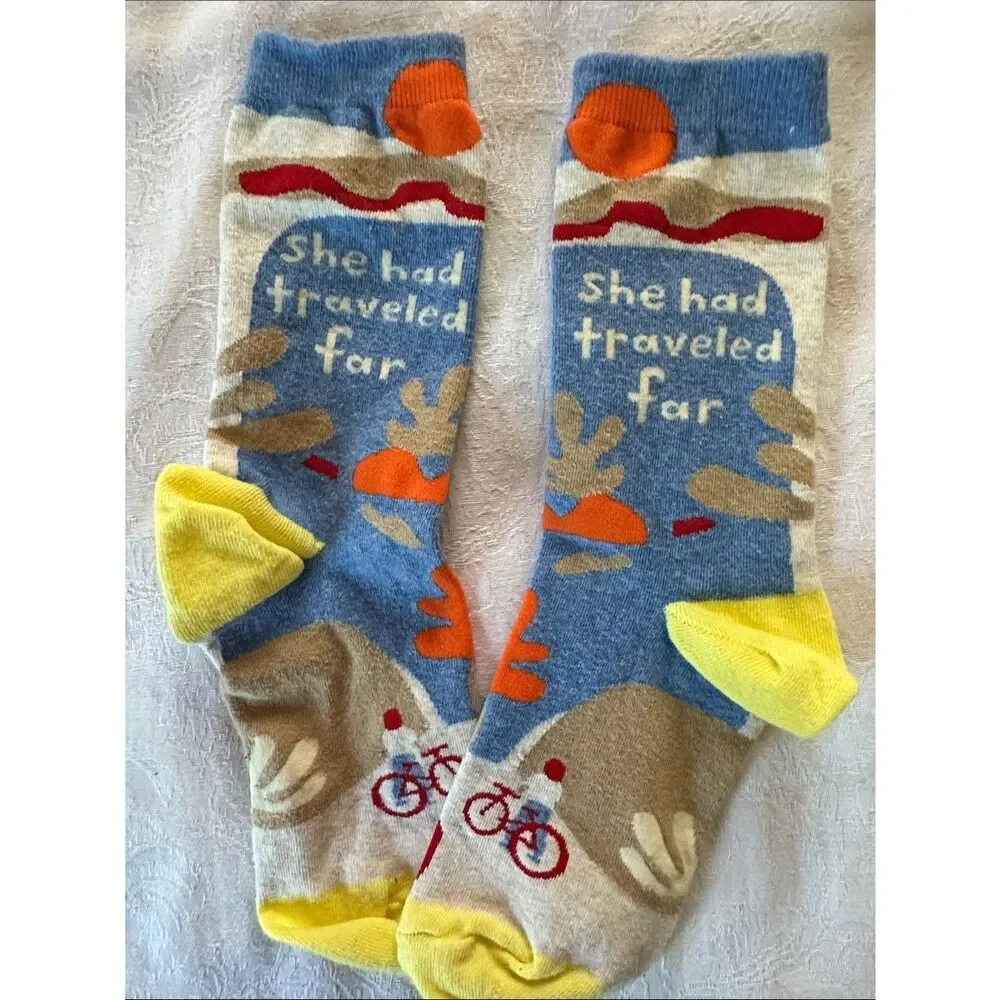 Blue Q Novelty Crew Socks  Bird Wine and Travel Designs
