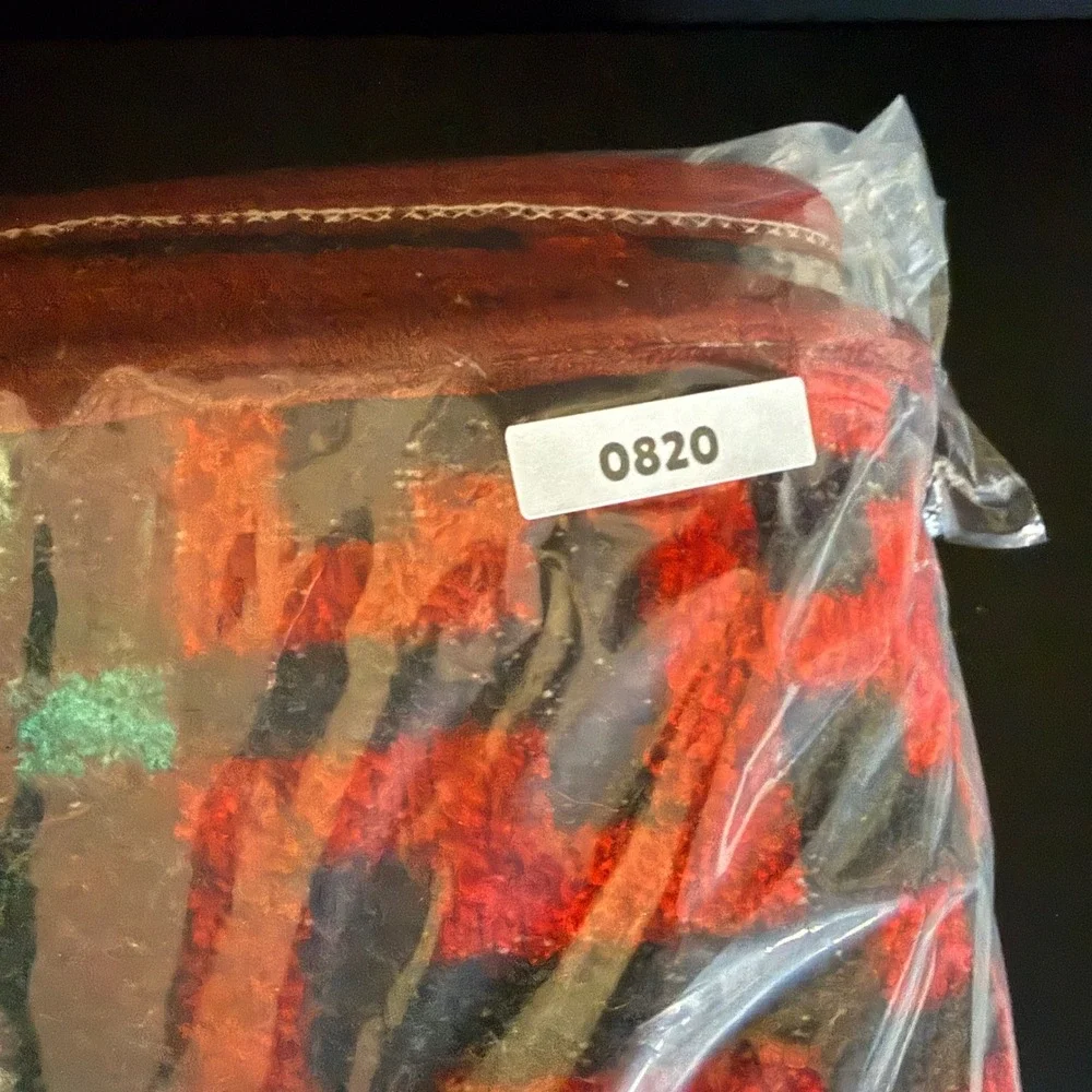 Vintage MCM Geometric Acrylic‎ Blanket Teal Burgundy Reversible 56x76 Soft Mod