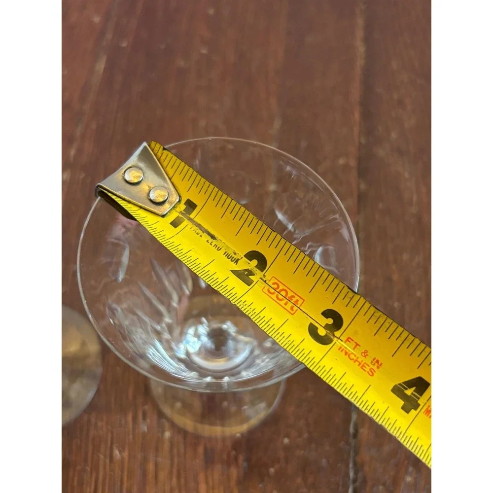 Vintage Cut Crystal Wine Goblets Set‎ of 2 Fluted Thumbprint Stemware 5.25 Inch