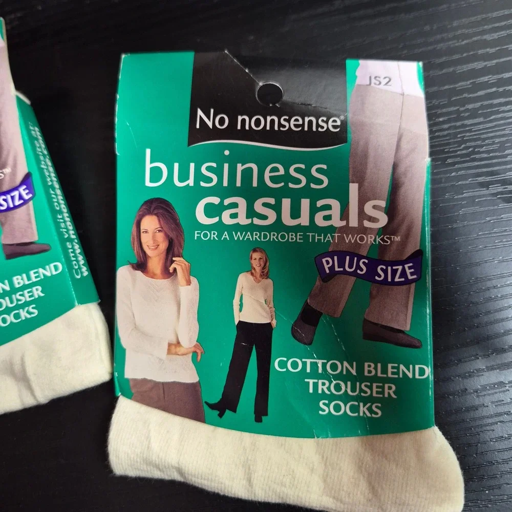 No Nonsense Business Casuals Plus Size Trouser Socks Ivory Cotton Blend 2 Pair