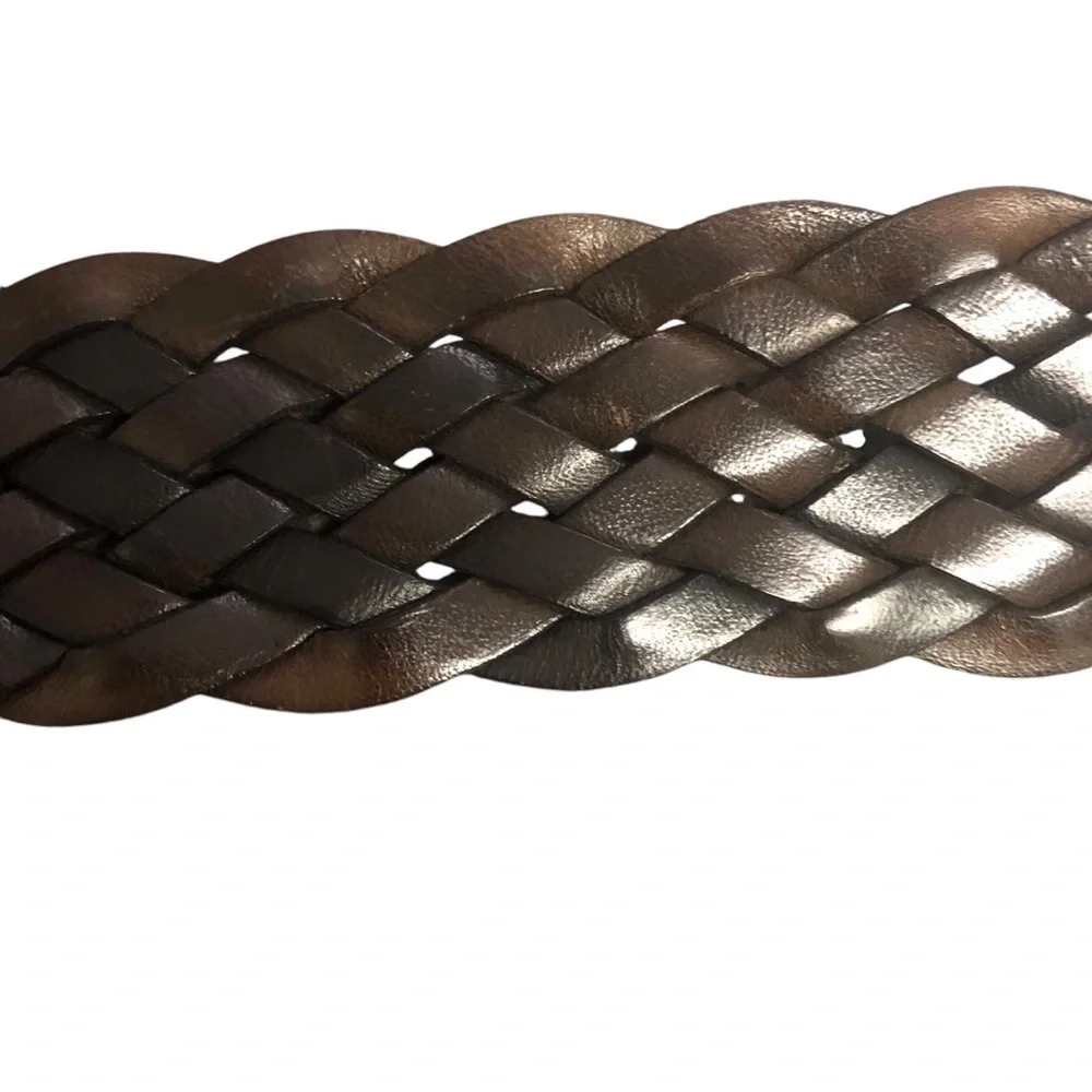 LUIGI LANATTA  BROWN Leather‎ Belt Men’s 30 Medium BRAIDED Woven Made In Italy