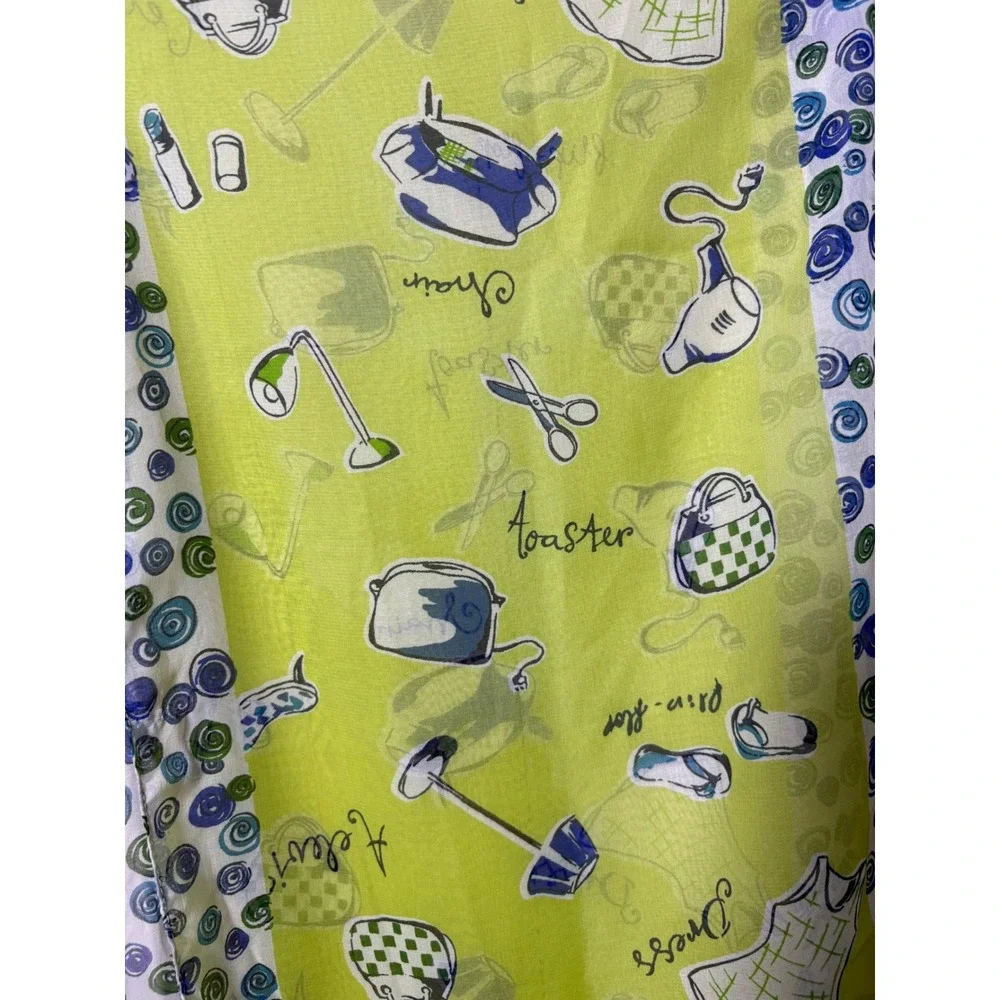 Lola Lola by Elegant Additions Lime Green Novelty Print Scarf Fringe Whimsical
