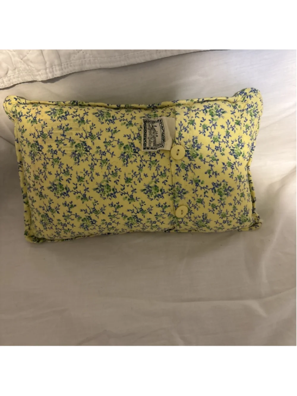 April Cornell Sweet Floral Green Plaid 12”x8” Pillow. Says “Girl Friend” On It.