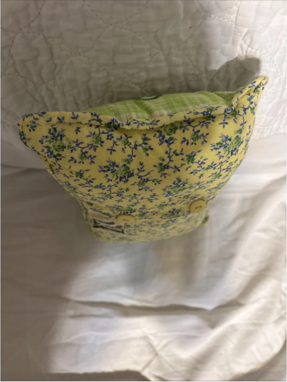 April Cornell Sweet Floral Green Plaid 12”x8” Pillow. Says “Girl Friend” On It.