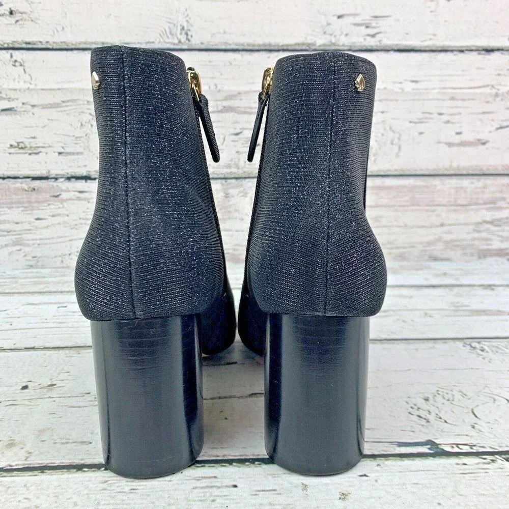 Kate Spade New‎ York Women's Pointed Toe Black Glitter Heeled Booties [Size 9 B]