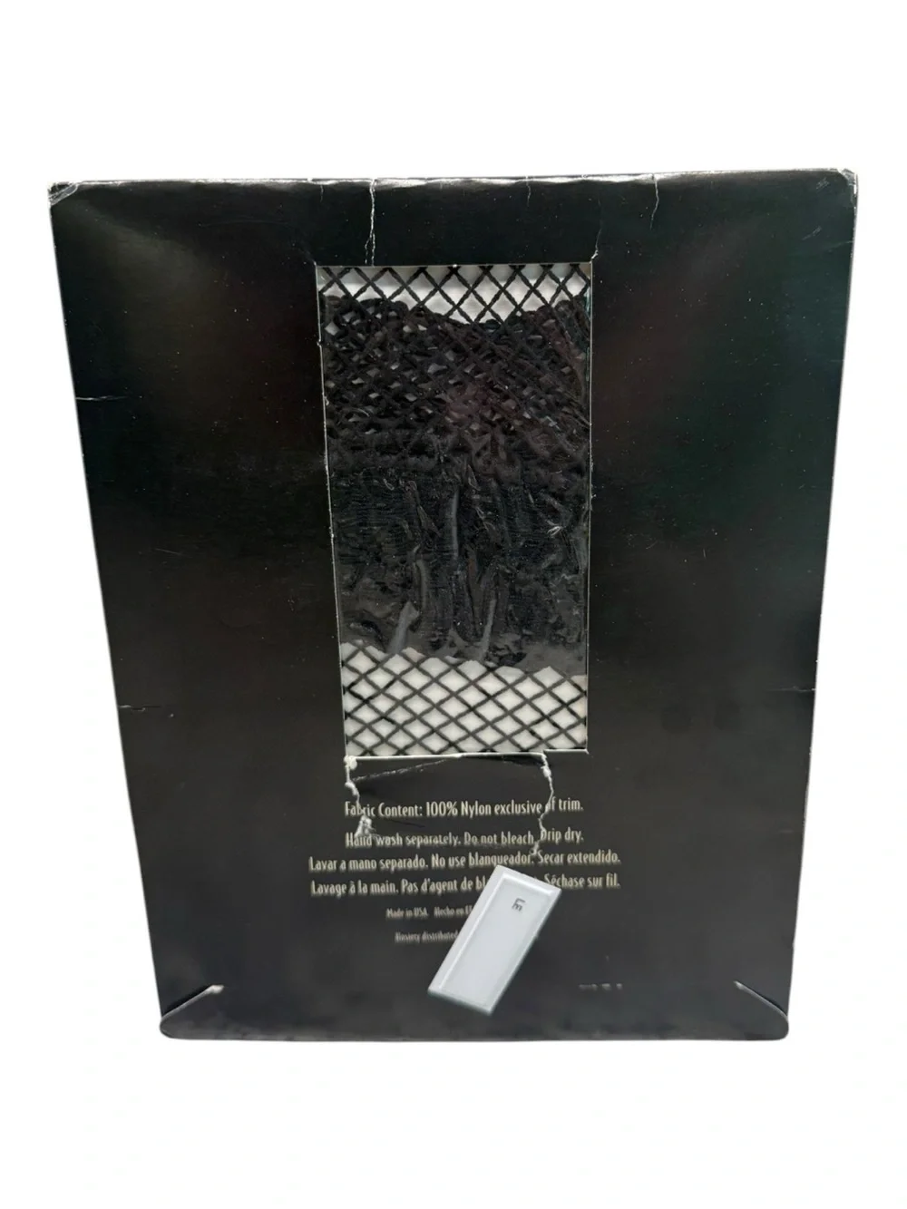 Shirley Of Hollywood Fishnet Lace Top Stockings Fits 8 1/2-11 Black 100% Nylon