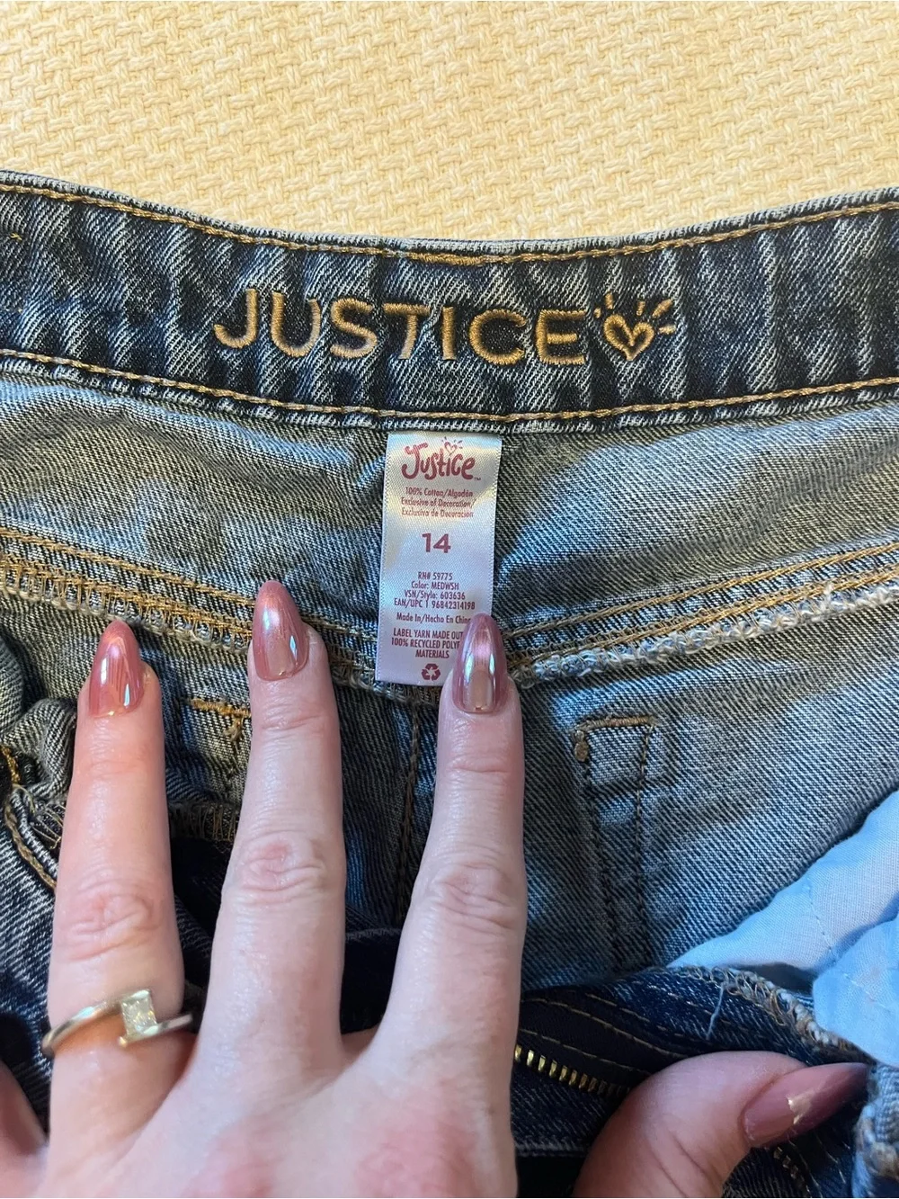 Justice Dark Blue Denim Shorts with Stud Accents