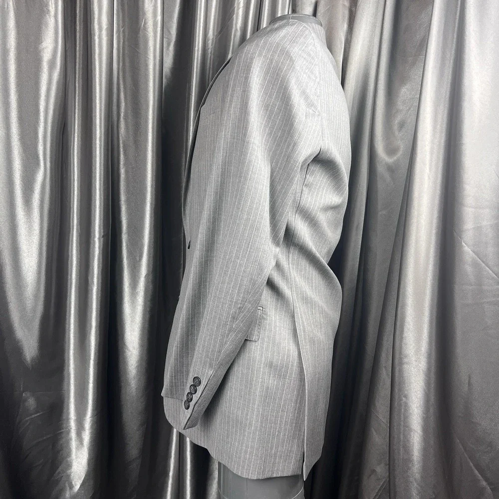 Brooks Brothers Regent Fit 41L Men's Coat Jacket Gray Stripe Tollegno 1900 Italy