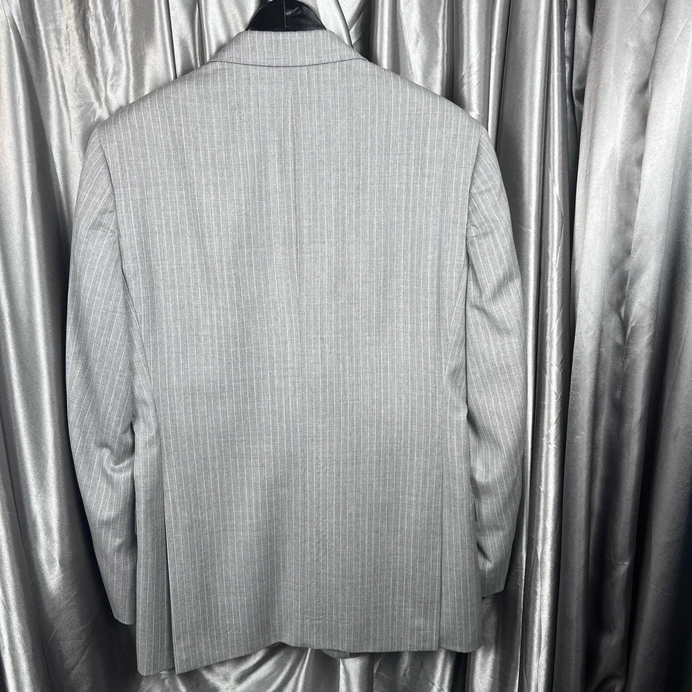 Brooks Brothers Regent Fit 41L Men's Coat Jacket Gray Stripe Tollegno 1900 Italy