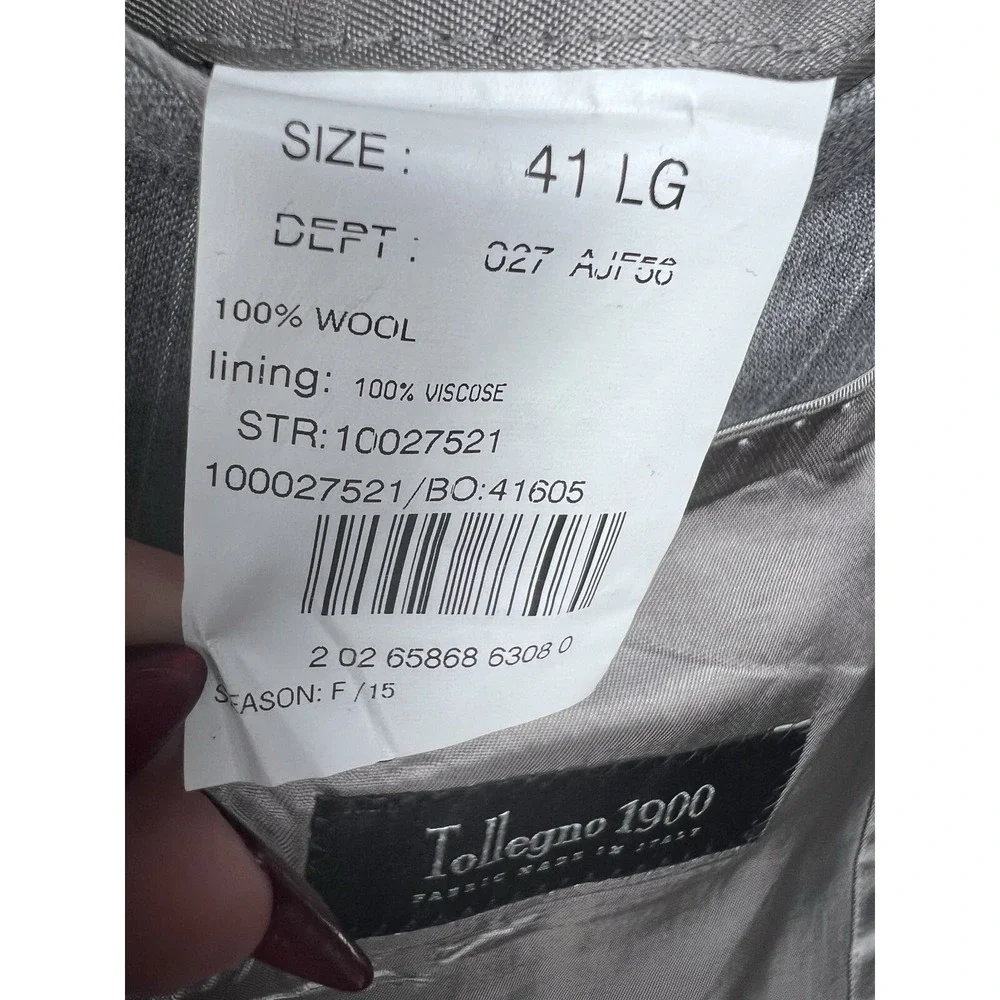 Brooks Brothers Regent Fit 41L Men's Coat Jacket Gray Stripe Tollegno 1900 Italy