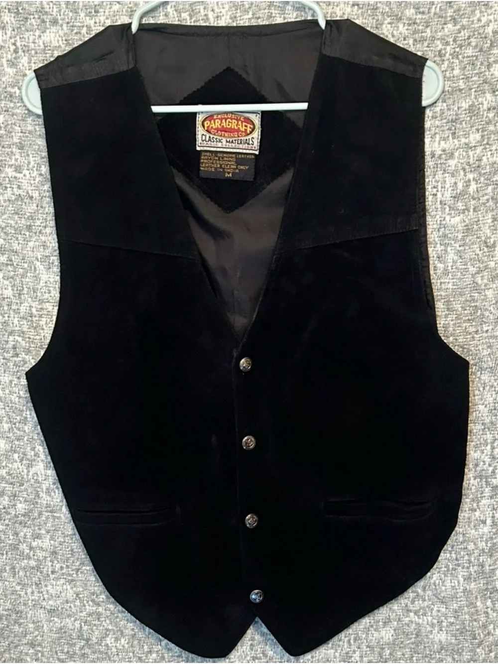 Paragraff Genuine Black Leather Men’s Vest. Medium