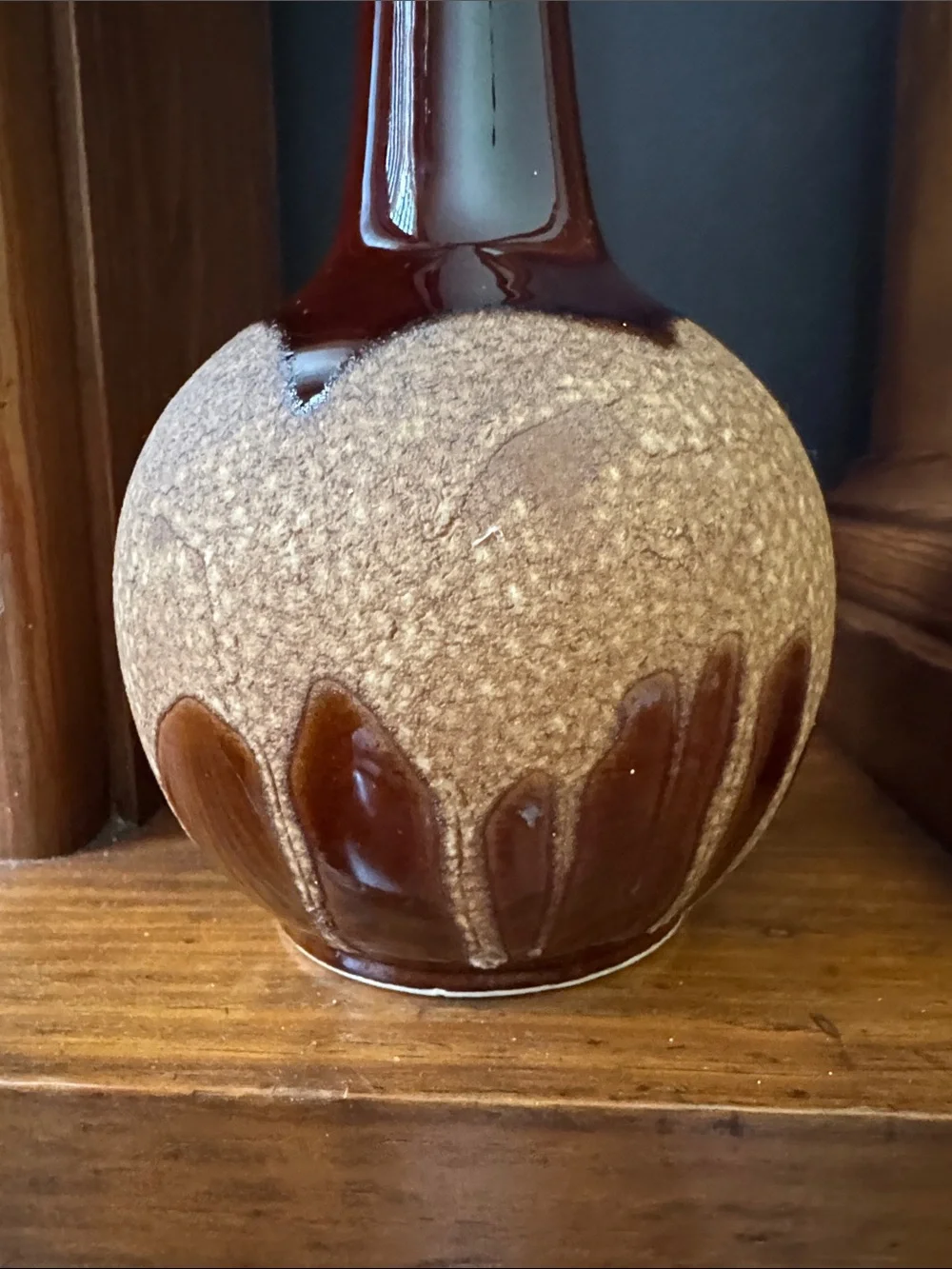 Vintage Royal Haeger MCM Brown Lava Drip Glaze Vase