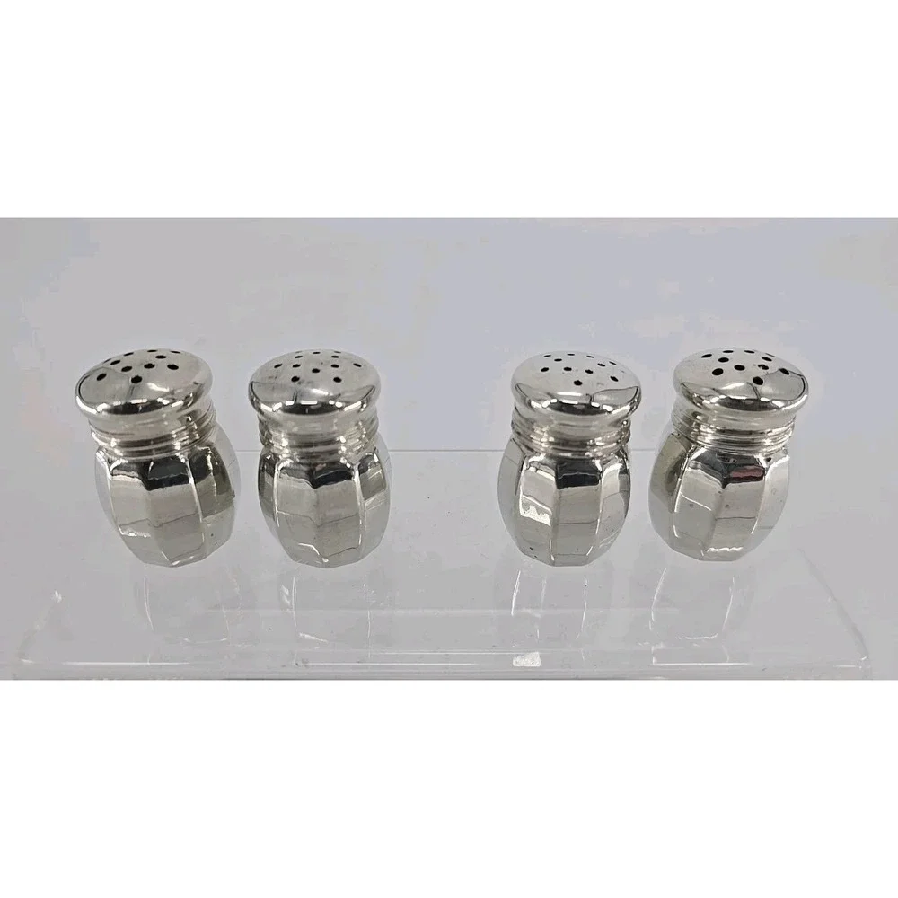 4 Lot Set of Vtg Empire Pewter Salt & Pepper Mini‎ Salt / Pepper Shakers