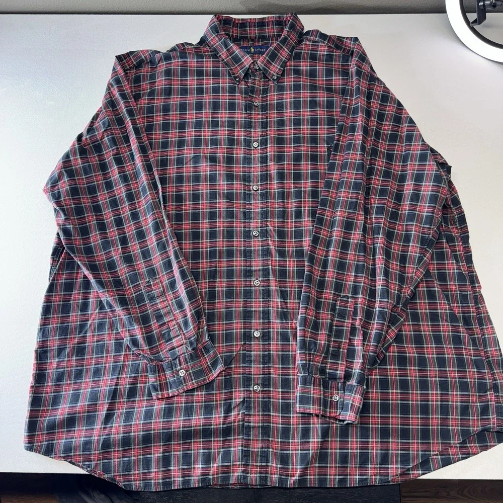 Polo Ralph Lauren Men's Size‎ 3XB 3XL Big Plaid Button Front Long Sleeve Shirt