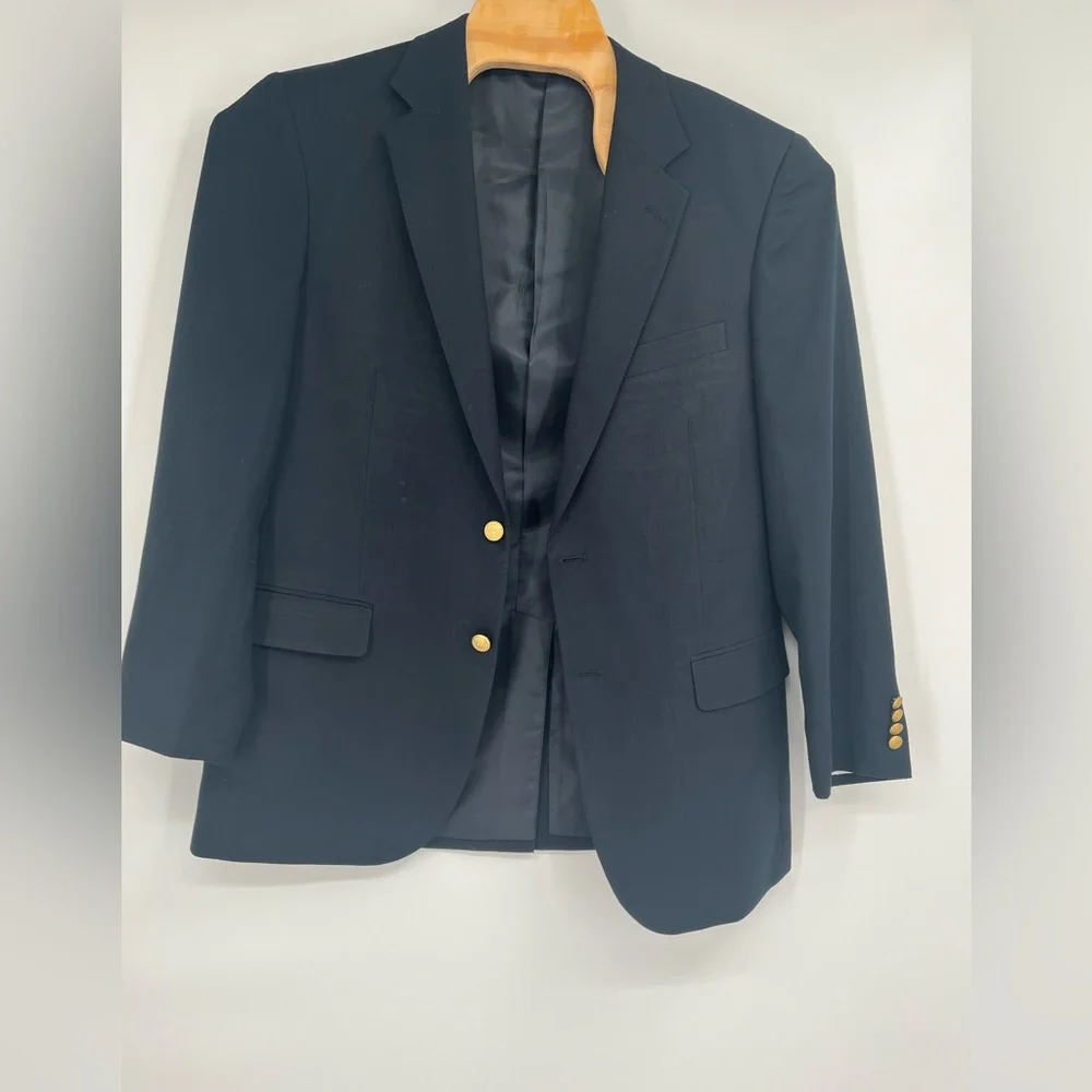 ALAN FLUSSER Men's Black 42R‎ Blazer Sports Jacket Gold Tone Buttons