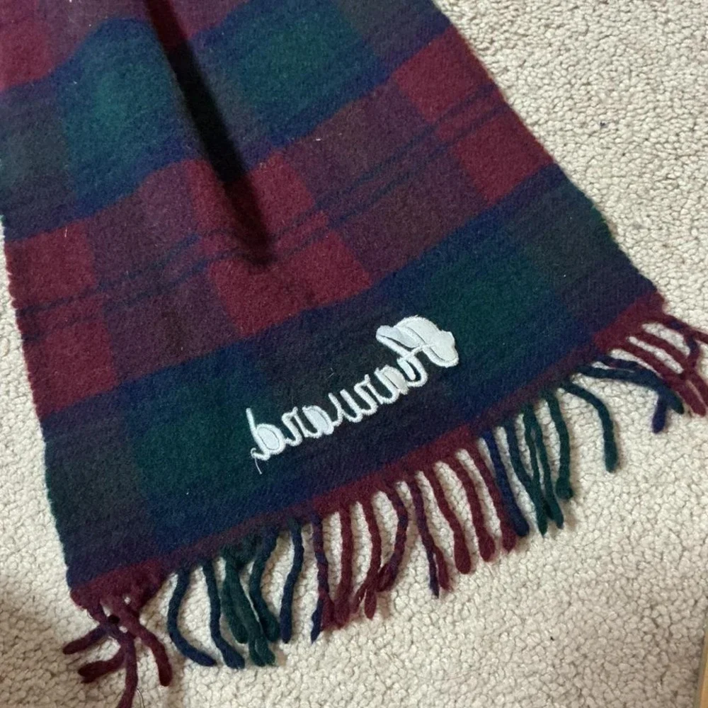 Harvard‎ Tartan Plaid Lambswool Scarf Embroidered Initials Made in Scotland