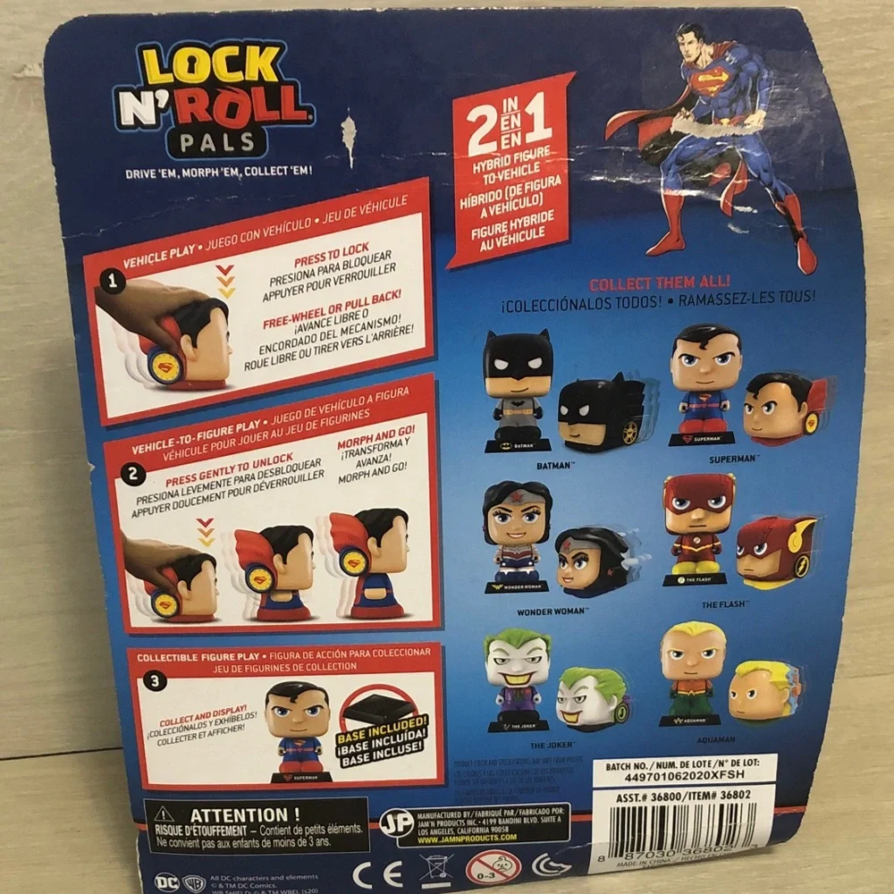 DC Superman Lock N’Roll Pals (Hybrid Figure To Vehicle Toy) NIB Please Read