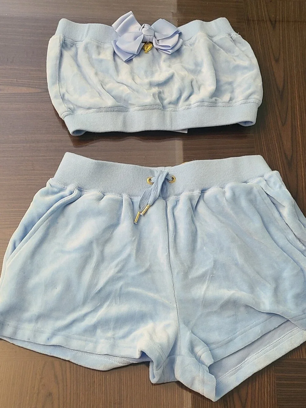 Light Blue Velour Lounge Shorts