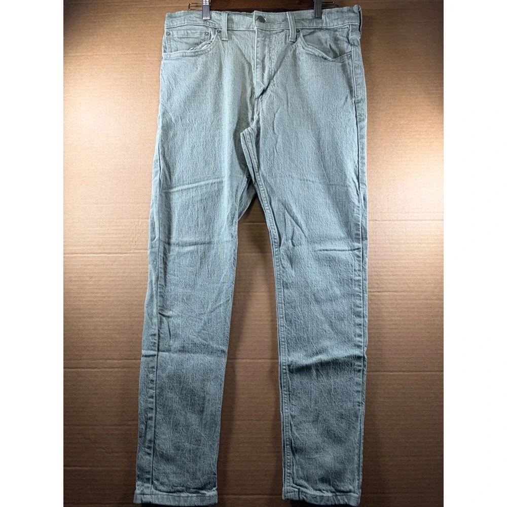 Levi's 512 Slim Taper Jeans Mens 33x29 Green Garment Dyed Denim Pants W34