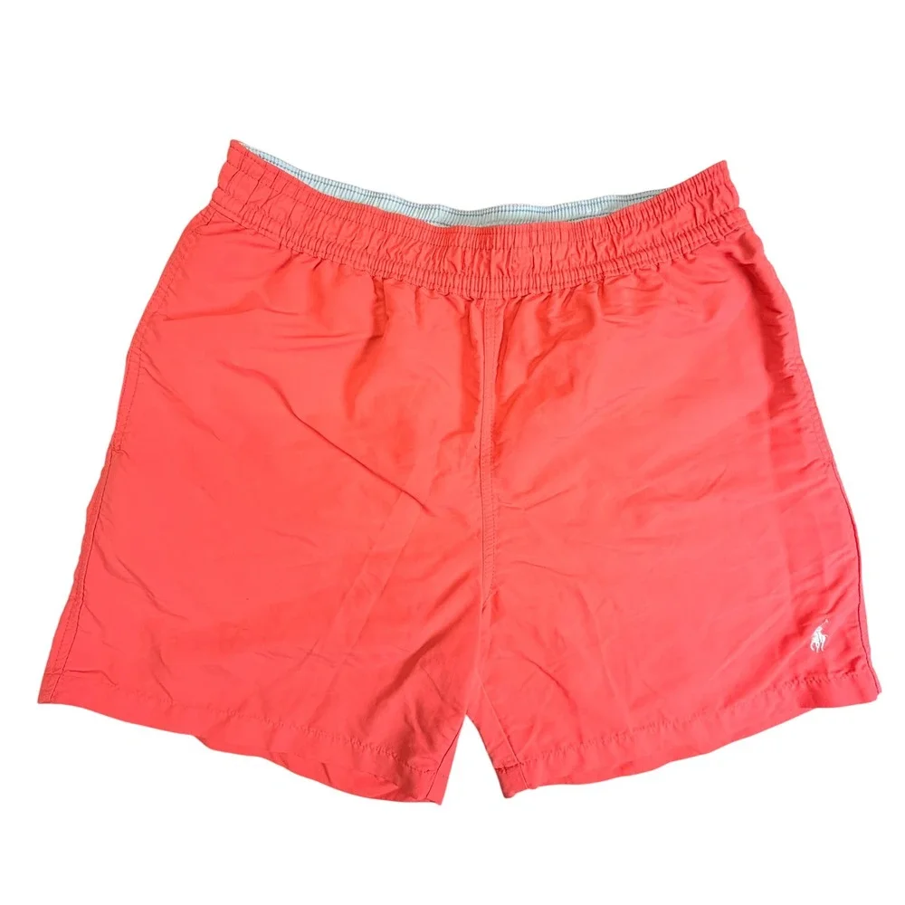 Polo Ralph Lauren Swim Trunks Mens Medium Red Coral Pony Logo 710777751006