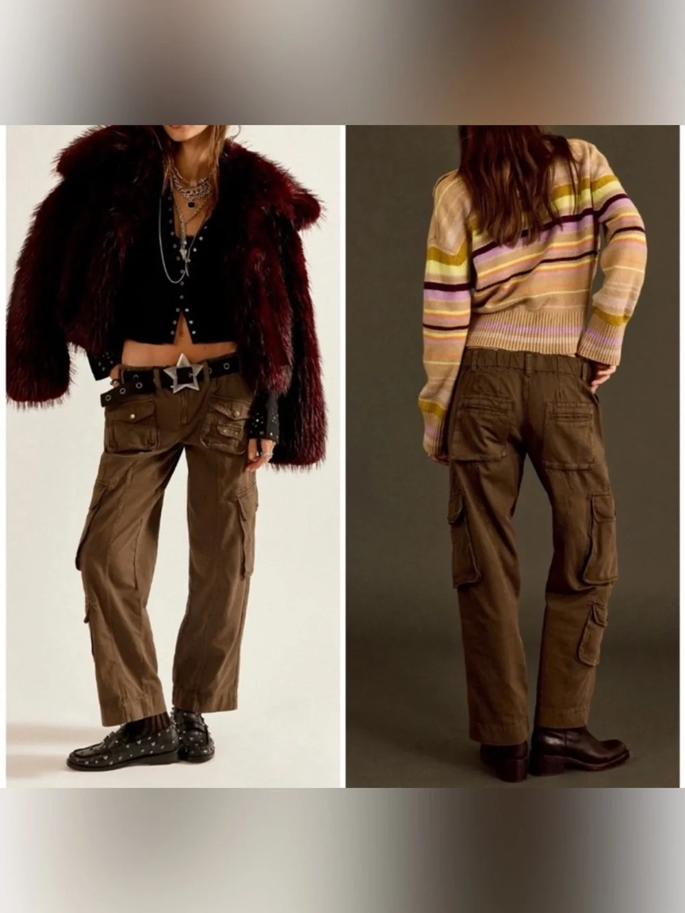 NWOT Free People We The Free Tahiti Cargo Pants - teak brown green tan - Medium