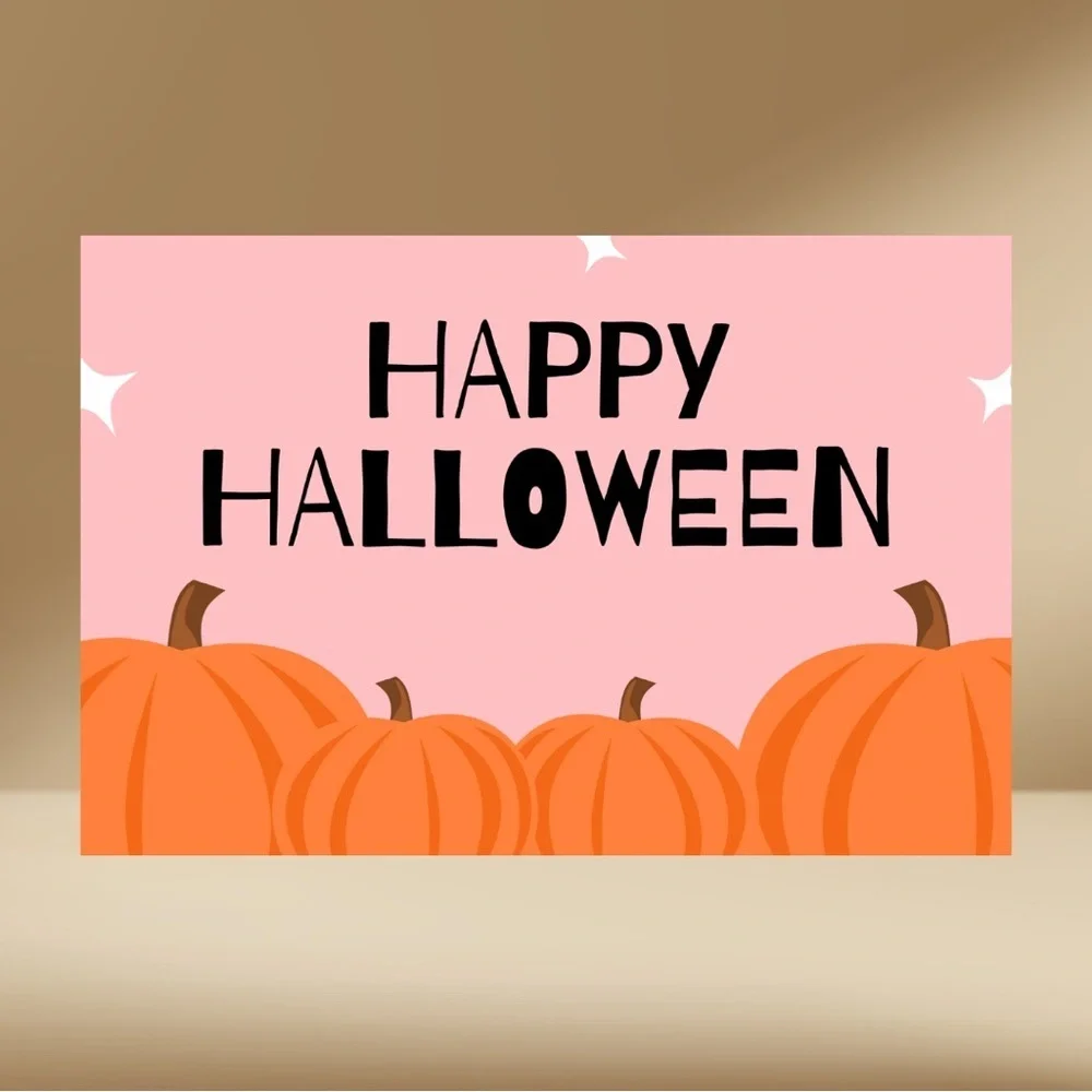 Happy Halloween Post Card with Pumpkins