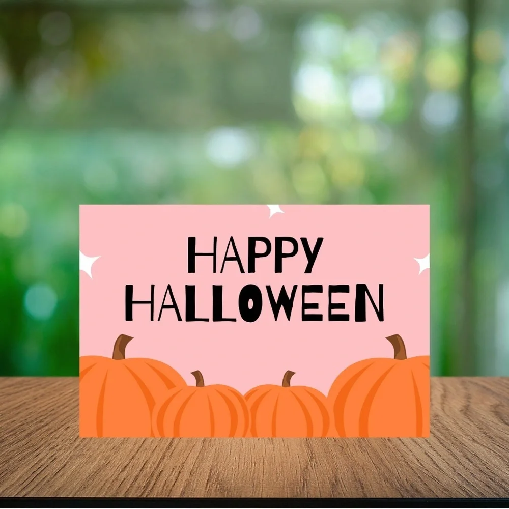 Happy Halloween Post Card with Pumpkins