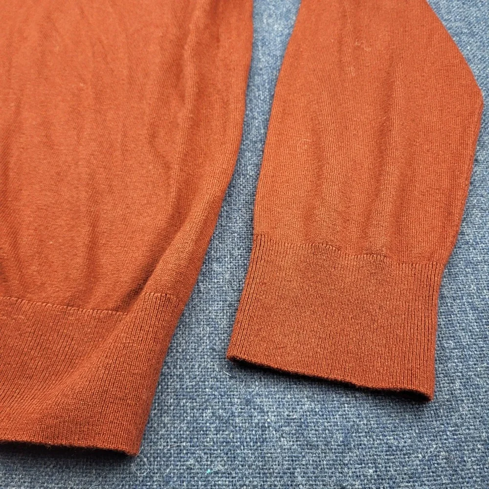 Banana Republic Mens Luxury Blend Silk Cotton Cashmere Striped Sweater Rust L