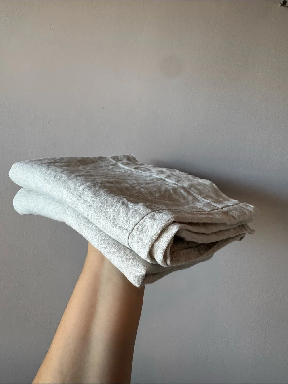 West Elm Flax Beige Oat 100% Linen Set of 2 Standard Pillowcases‎